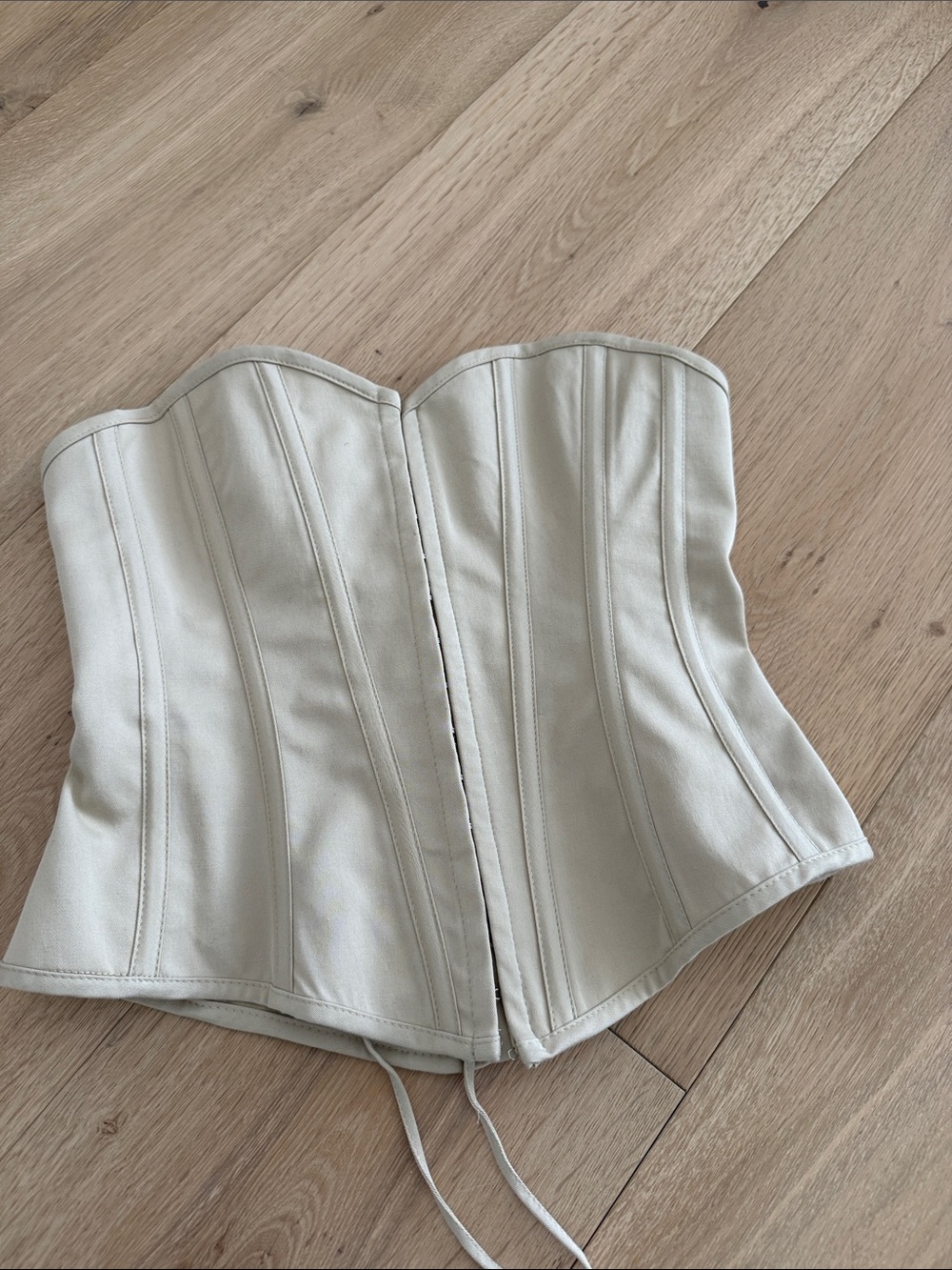 Zara Cream Structured Corset Bustier Top